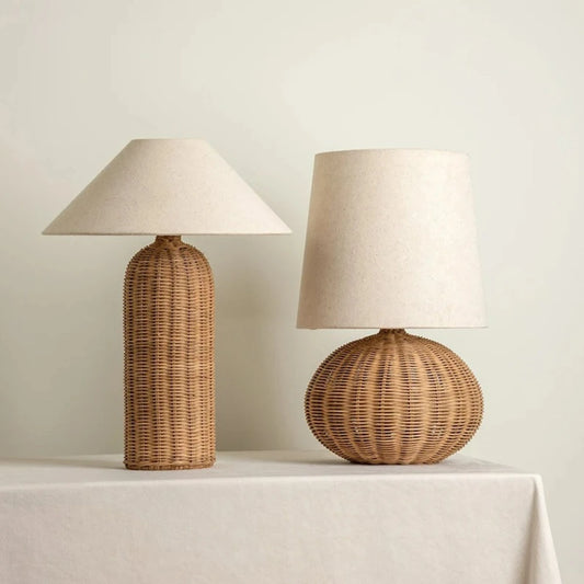 Luminária de Mesa Rattan Japonesa