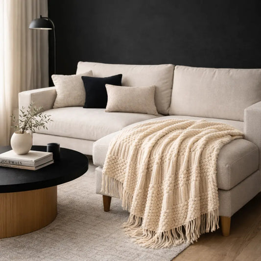 Manta Tricô Nórdica Listrada