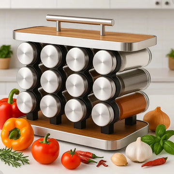 Porta Temperos Vertical Inox 12 Potes