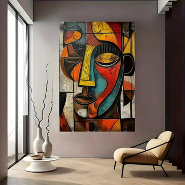 Quadro Abstrato Cubista Rosto Moderno