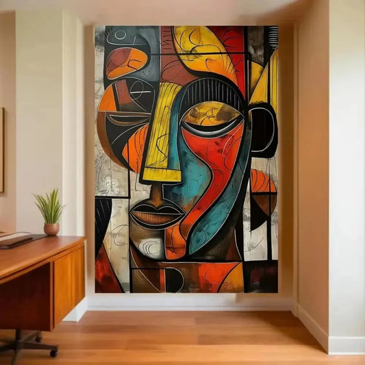 Quadro Abstrato Cubista Rosto Moderno